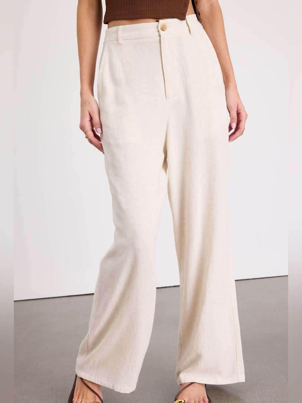Lulus Pull On Linen Blend Trouser Pants